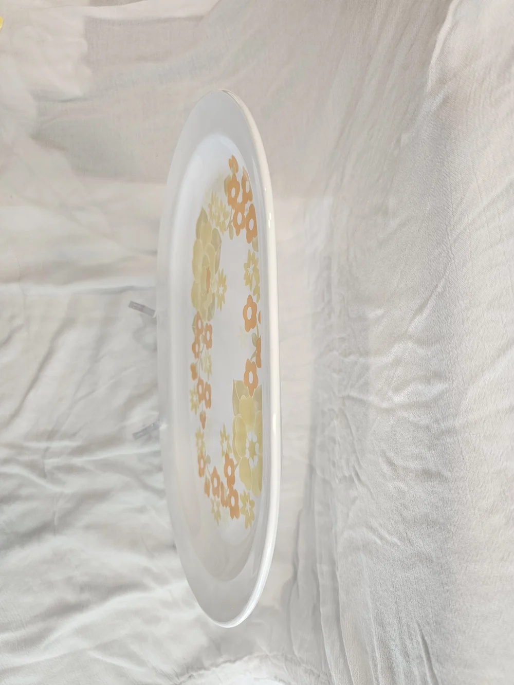 Vintage Centura by Corning Summer Hill Oval Serving Platter, 1970s Yellow Orange